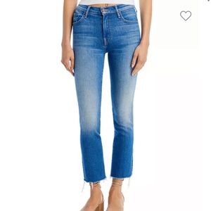 Mother high rise ankle fray hem jeans in eager beaver